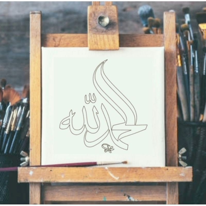 

Sket Kaligrafi bisa Custom Kanvas 20X20 untuk Tugas, Mewarnai dll.