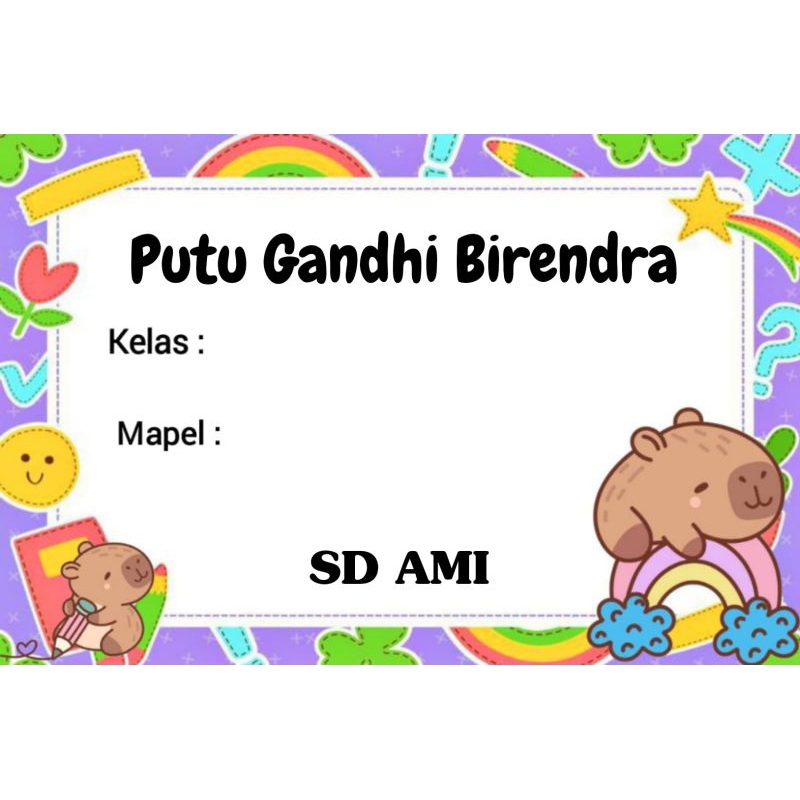 

(ISI 50 PCS) SUDAH ADA LEM STICKER LABEL BUKU SEKOLAH CUSTOM NAMA & FOTO MOTIF CAPYBARA
