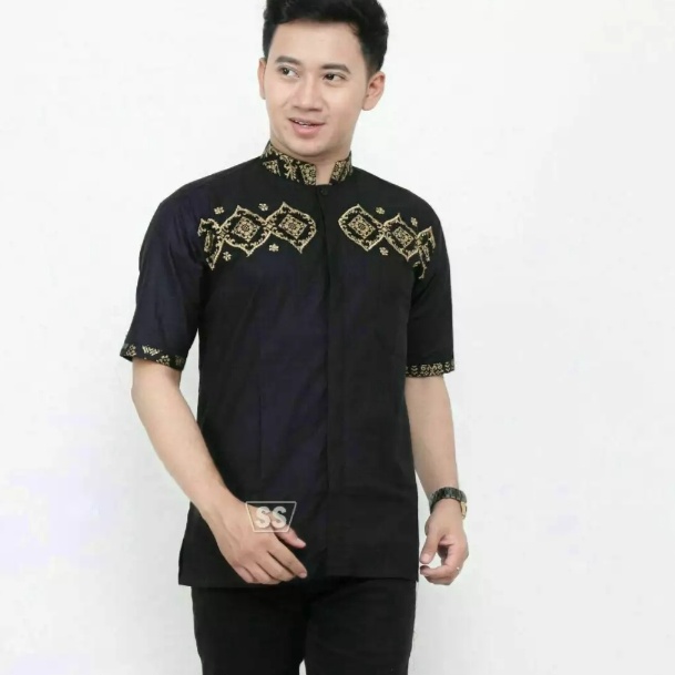 Trend KEMEJA BATIK  BAJU KOKO PRIA  BAJU MUSLIM BORDIR LENGAN PENDEK
