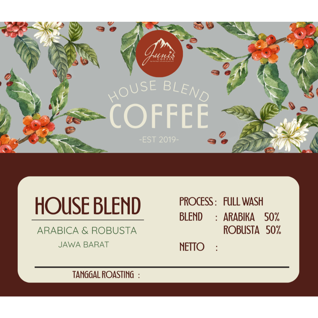 

Junis Kopi Espresso - Arabika Robusta 50% House Blend Coffee Roasted Jawa Barat 250g - 1 Kg