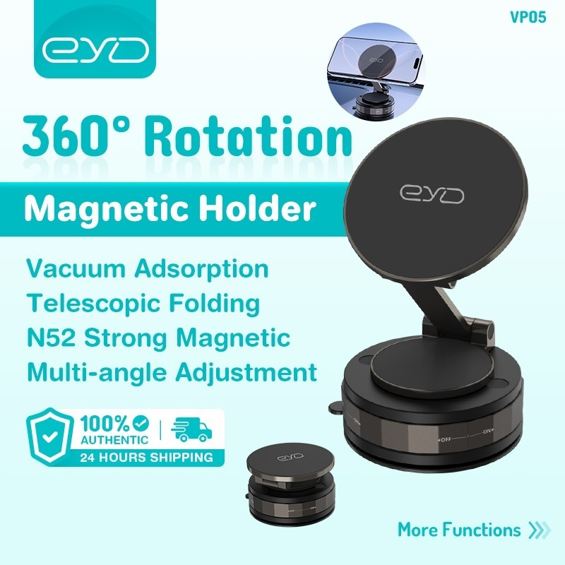 EYD VP05X Magnetic Phone Holder 360° Rotation Adjustable, Universal Car Mount & Desktop Stand, Vacuu