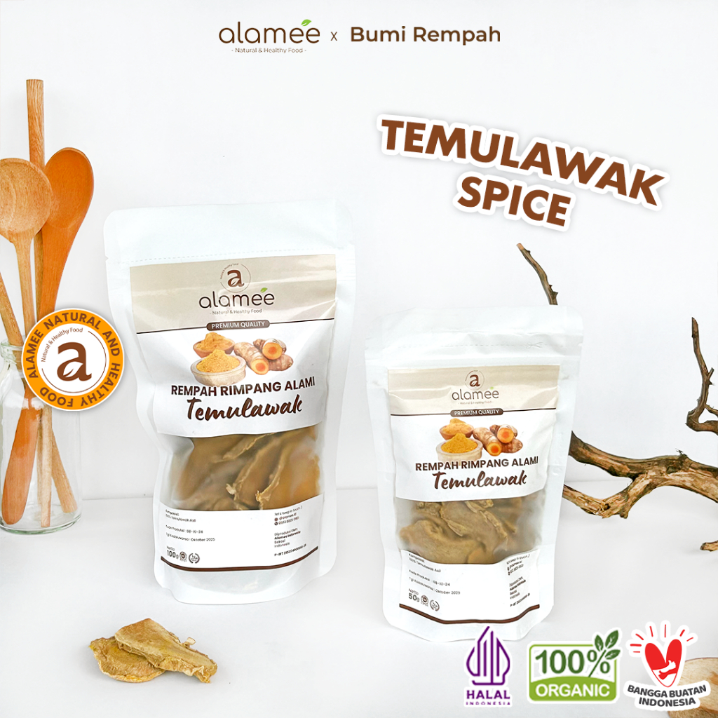 

ALAMEE Temulawak Kering Dried Curcuma Iris Rempah Organik Temu Lawak Bumbu Masakan Seasoning 100g