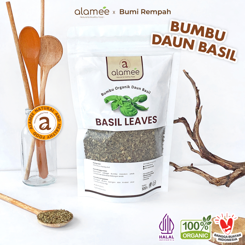 

ALAMEE Daun Basil Kering Bumbu Masak Kering Dapur Dried Leaf Murni Asli Masakan Instan Organik