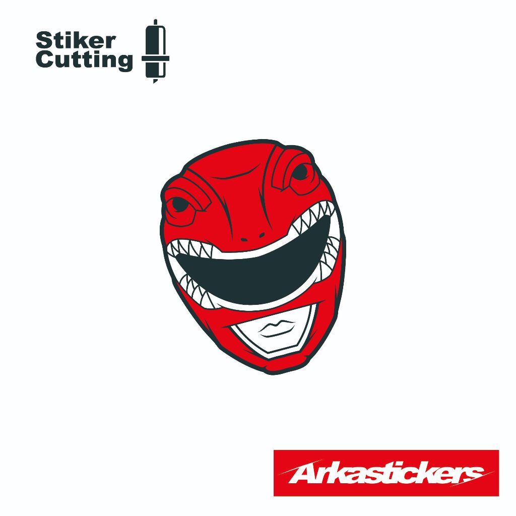 Cutting Sticker POWER RANGER MERAH untuk Motor Mobil Helm dll bisa menyala apabila terkena cahaya - 