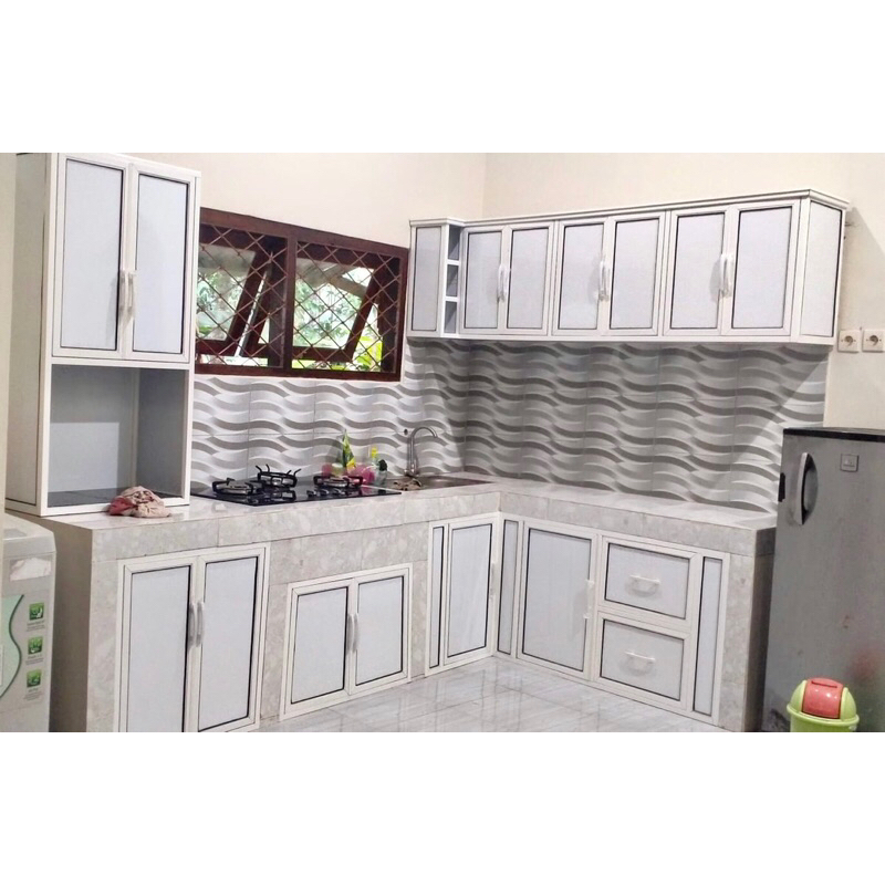 KITCHEN SET STAINLESS ALUMINIUM KACA MINIMALIS (BISA REQUEST)