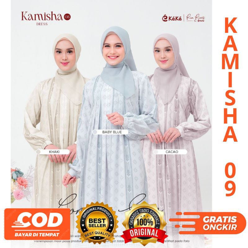 TERBARU BUSANA MUSLIM GAMIS KAMISHA 09 KHAKI, BABY BLUE DAN CACAO By KEKE ORIGlNAL