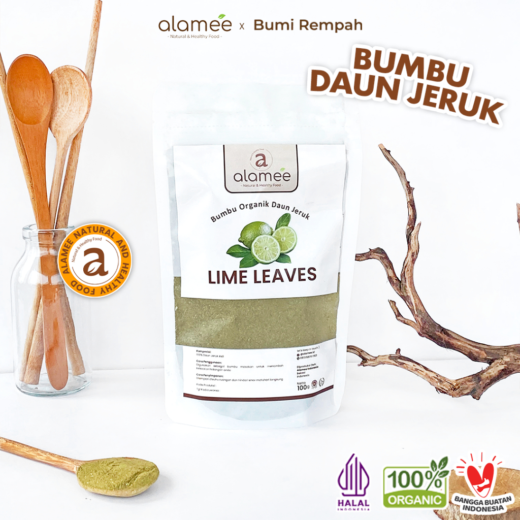 

ALAMEE Daun Jeruk Bubuk Lime Powder Bumbu Dapur Instan Organik Murni Asli Tanpa Campuran 100g