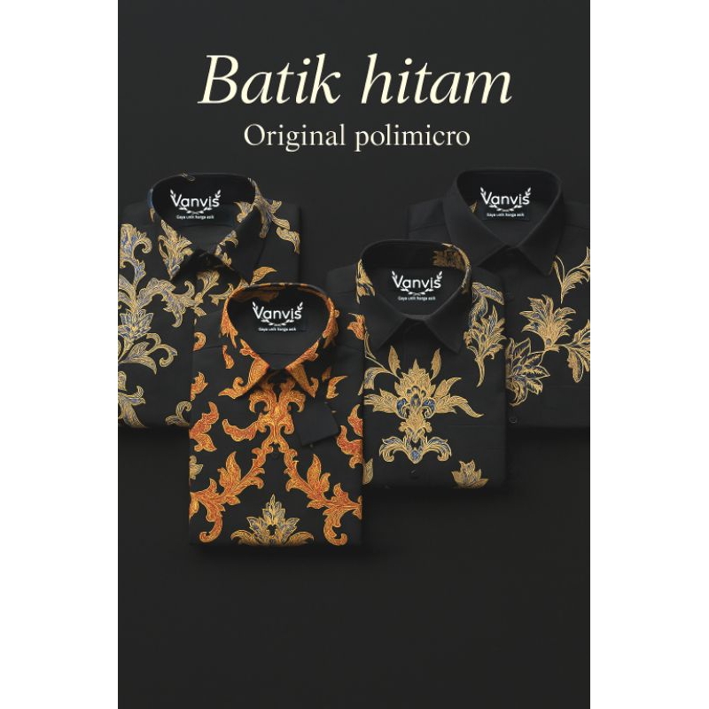 Batik hitam elegant / batik formal keren / batik modern anak muda / kemeja batik pria usia 20-an