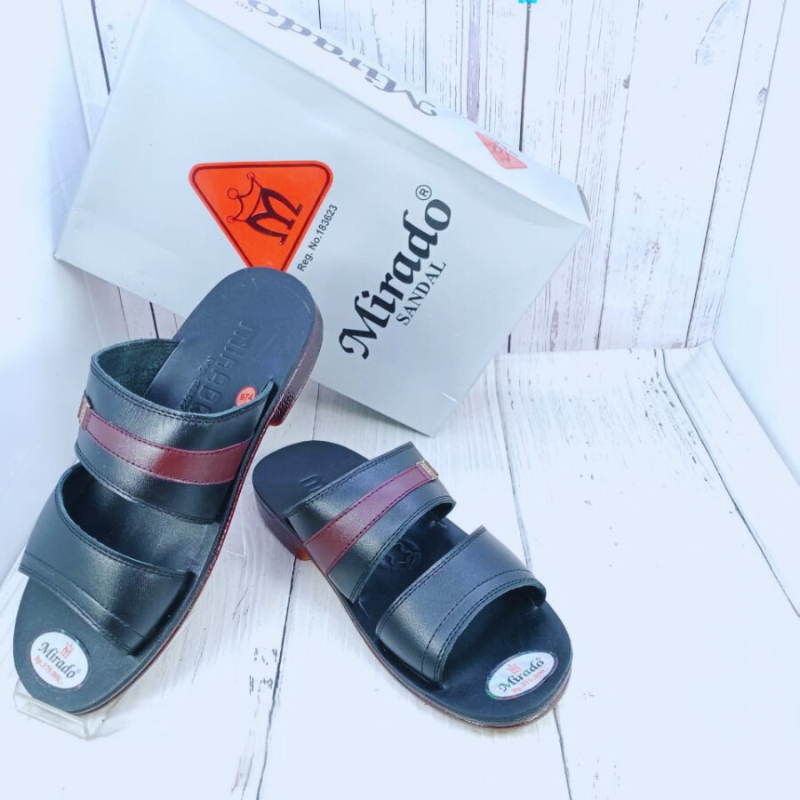 Mirado Sandal Kulit Hitam Cokelat Asli 974
