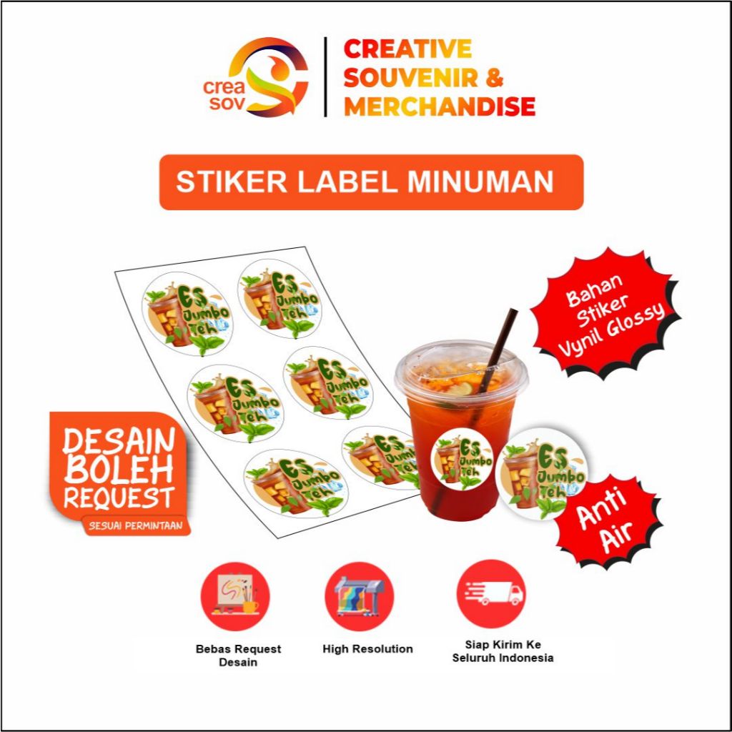 

Creasov - Stiker Label Minuman Es Teh Jumbo Stiker Minuman Cup Stiker Vynil Anti Air Custum Murah
