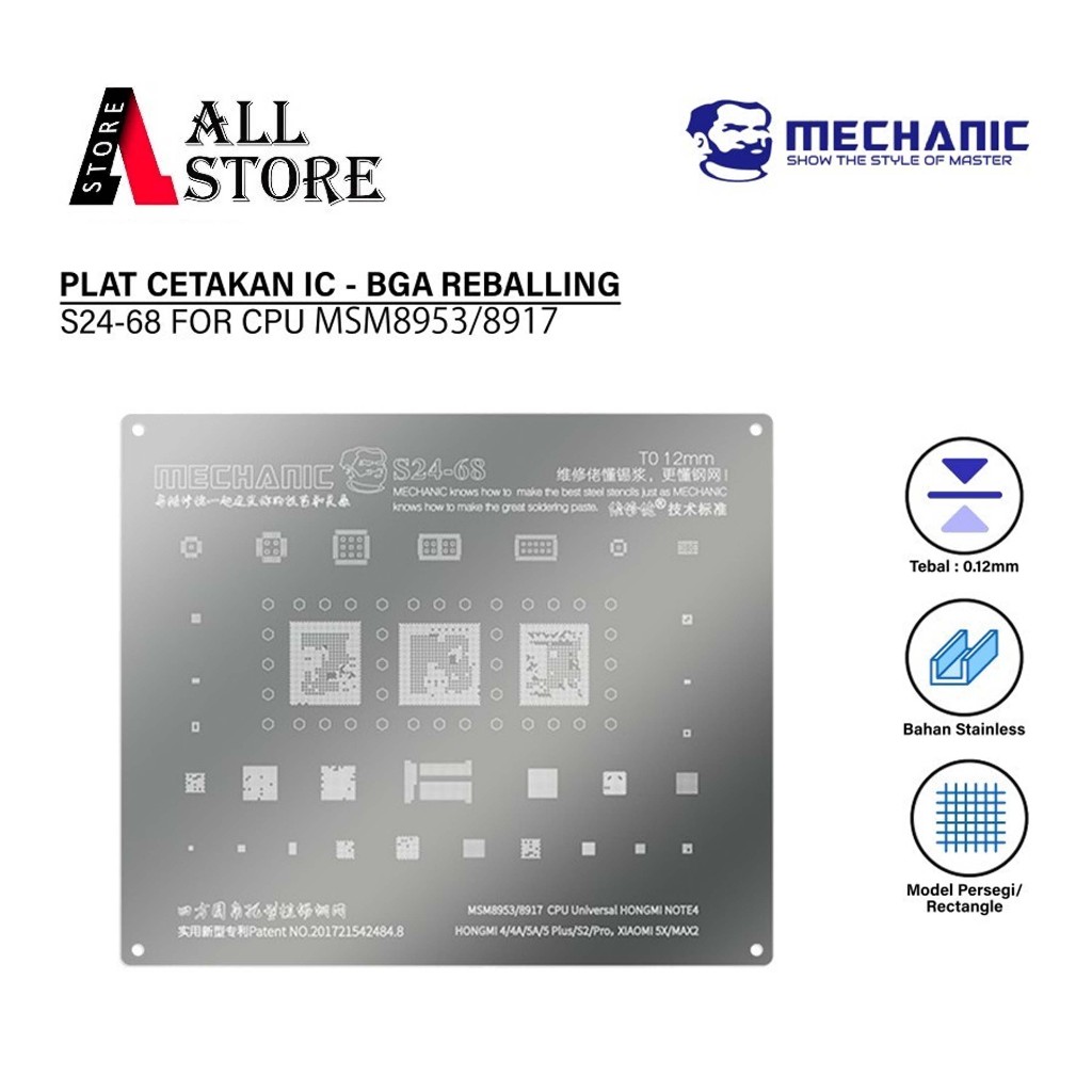 MECHANIC S24-68 CETAKAN IC 0.12MM MSM8953/8917 CPU Universal Redmi NOTE4/For Redmi 4/4A/5A/5Plus/S2/