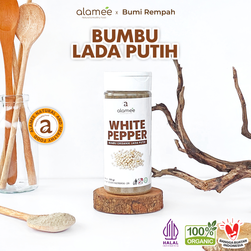 

ALAMEE Lada Putih Bubuk White Pepper Powder Merica Whitepepper Bumbu Dapur Masak Instan Asli 100g