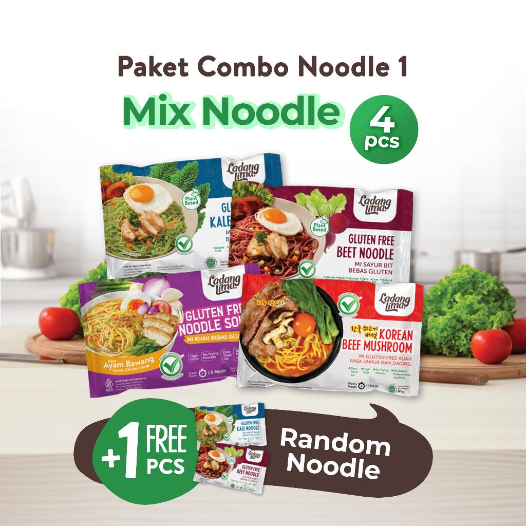

Paket Combo Noodle 1 - Mix Noodle 4+1 Mie Sayur Ladang Lima Gluten Free Food Pasta