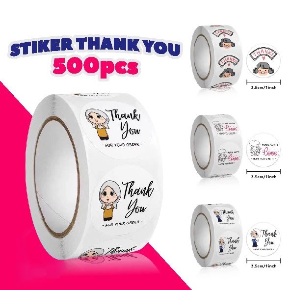 

Label ThankYou Makanan Roll Sticker Thank You 500 PCS Import Label Segel Order Packing