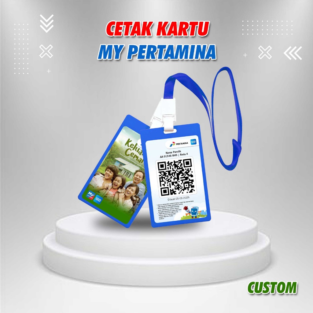 

Cetak kartu barcode my pertamina custom bahan pvc tebal + Holder tali