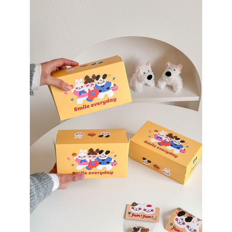 

Kotak kue | Cookie Box | Cute packaging | yellow cartoon box | Sliding box