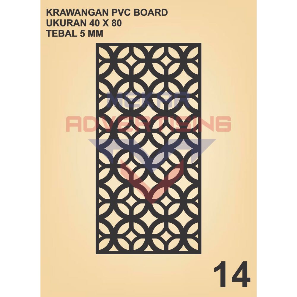 KRAWANGAN PVC BOARD HITAM  / ORNAMEN PVC FOAM BOARD HITAM TEBAL 5MM MODEL 14 UKURAN 40X80