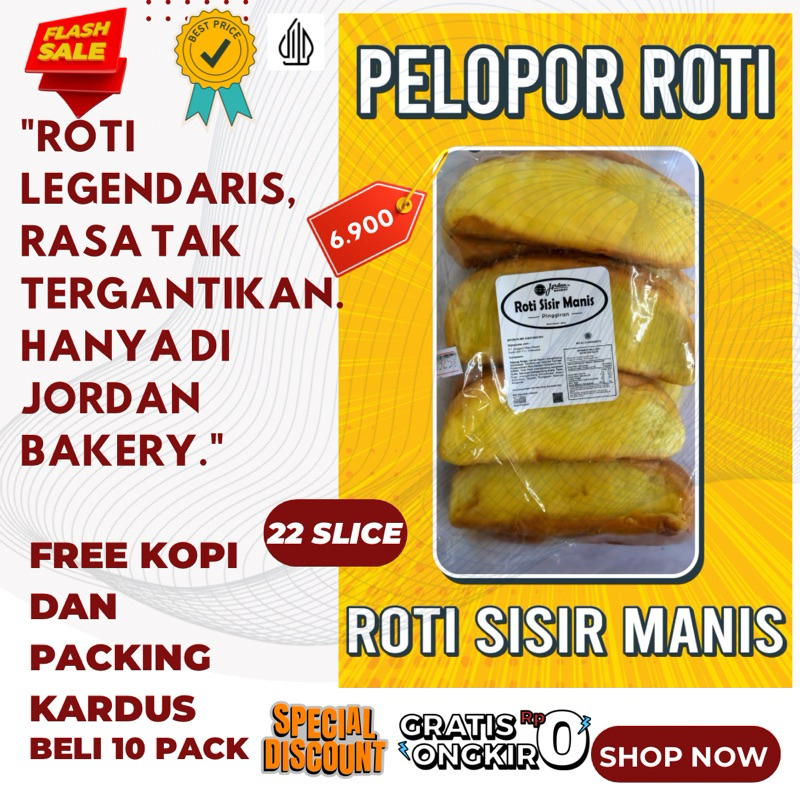 

ROTI SISIR MENTEGA JORDAN BAKERY PINGGIRAN 22 SLICE 300gr Terlaris Termurah harga grosir cocok buat hajatan atau Oleh Oleh teman ngopi dan ide jualan