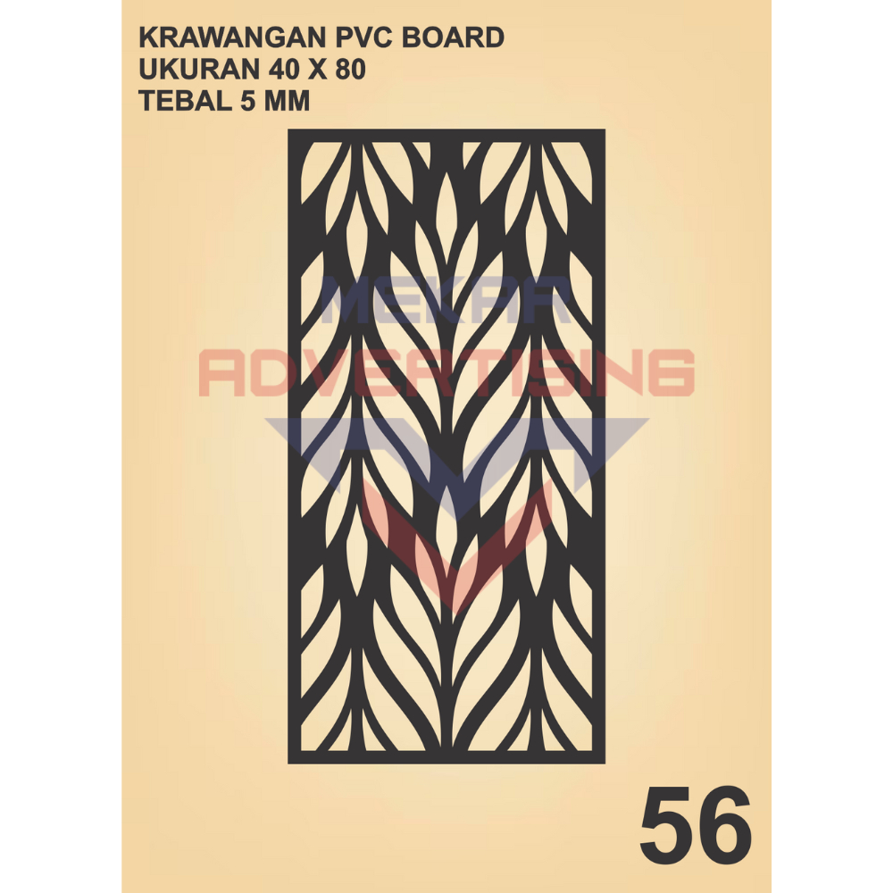 KRAWANGAN PVC BOARD HITAM  / ORNAMEN PVC FOAM BOARD HITAM TEBAL 5MM MODEL 56 UKURAN 40X80