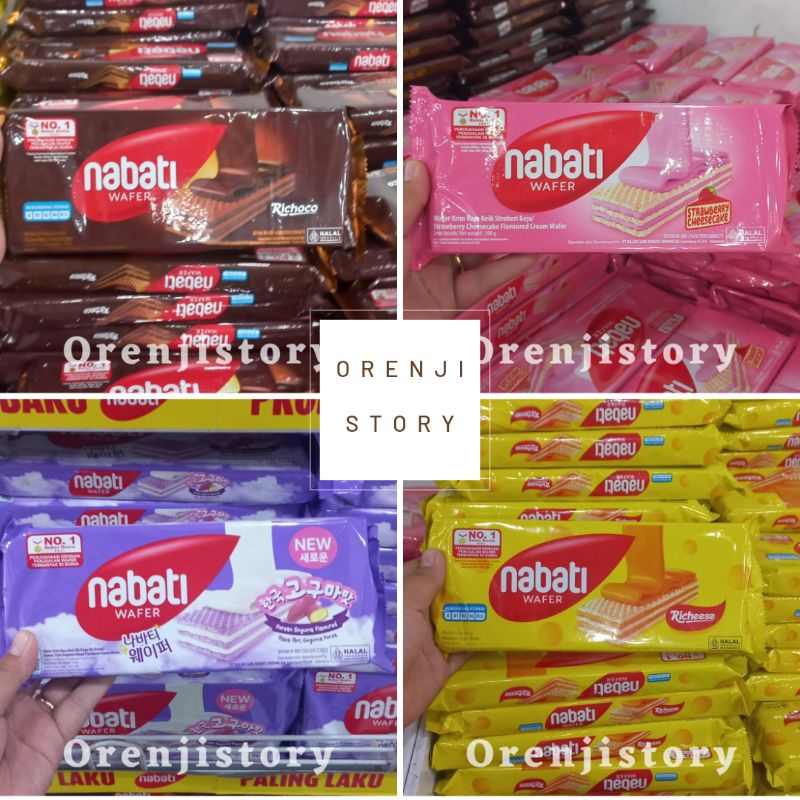 

nabati wafer 110gr coklat, taro, stroberi, keju 1 dus isi 24 L1