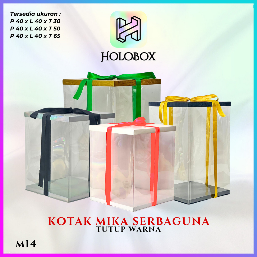 

Cake Box Kotak Kue Mika Transparan Dus Hadiah - Tutup Hologram M14