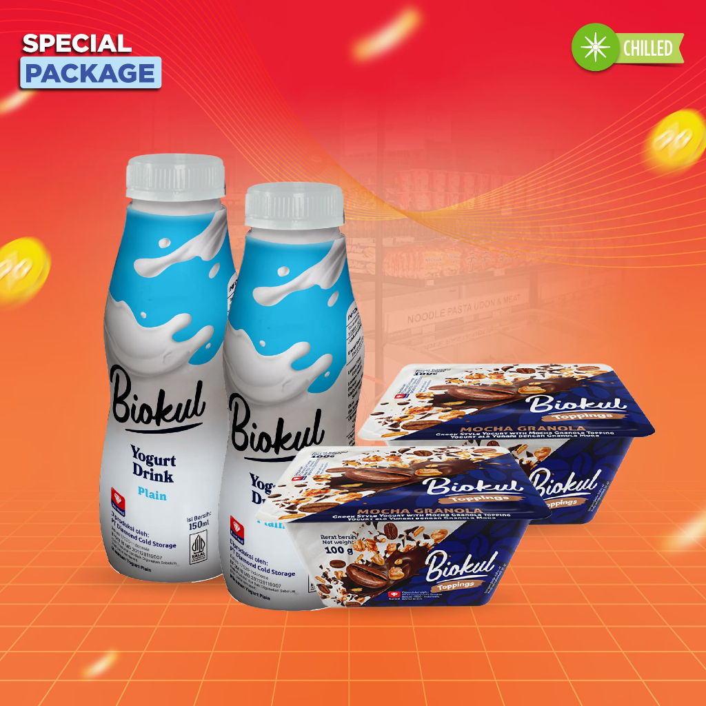 

PROMO YOGHURT (2 PCS BIOKUL DRINK PLAIN 150 ML & 2 PCS GREEK TOPPING MOCHA)