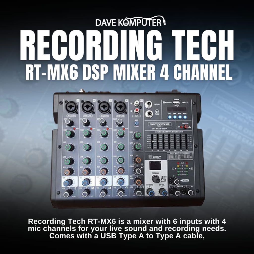 Recording Tech RT-MX6 / RT MX6 / RTMX6 DSP Mixer 4 Channel