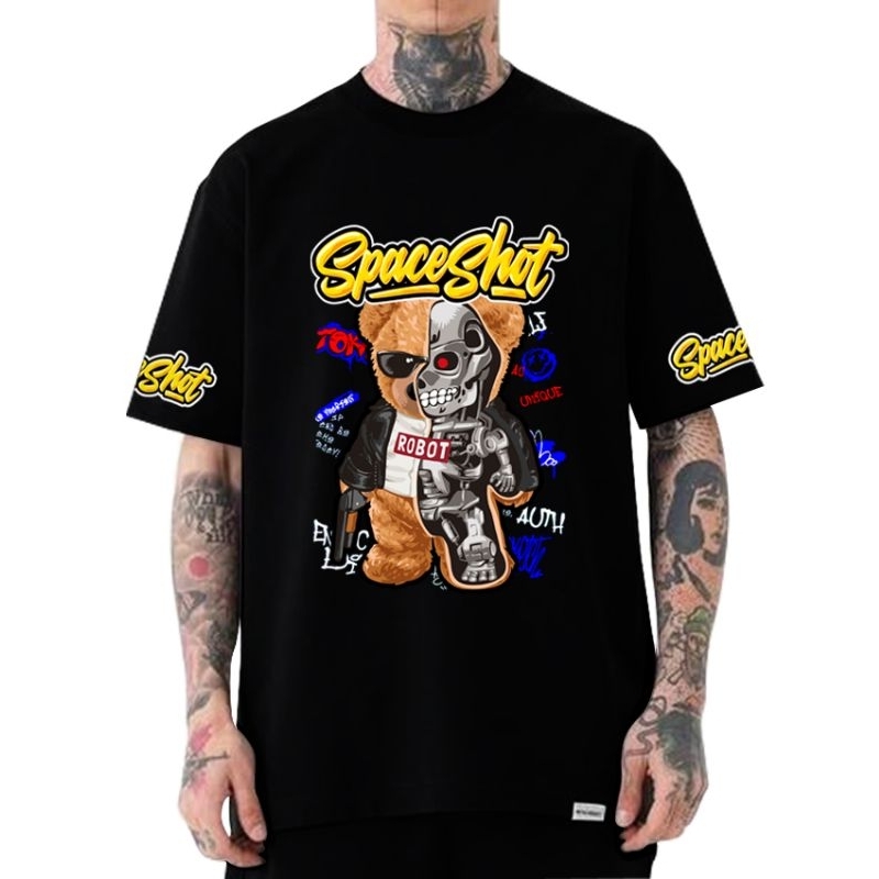 Space Shot// gambar depan/ Kaos pria / Kaos Hitam pria / kaos hitam gambar lengan / kaos hitam gamba