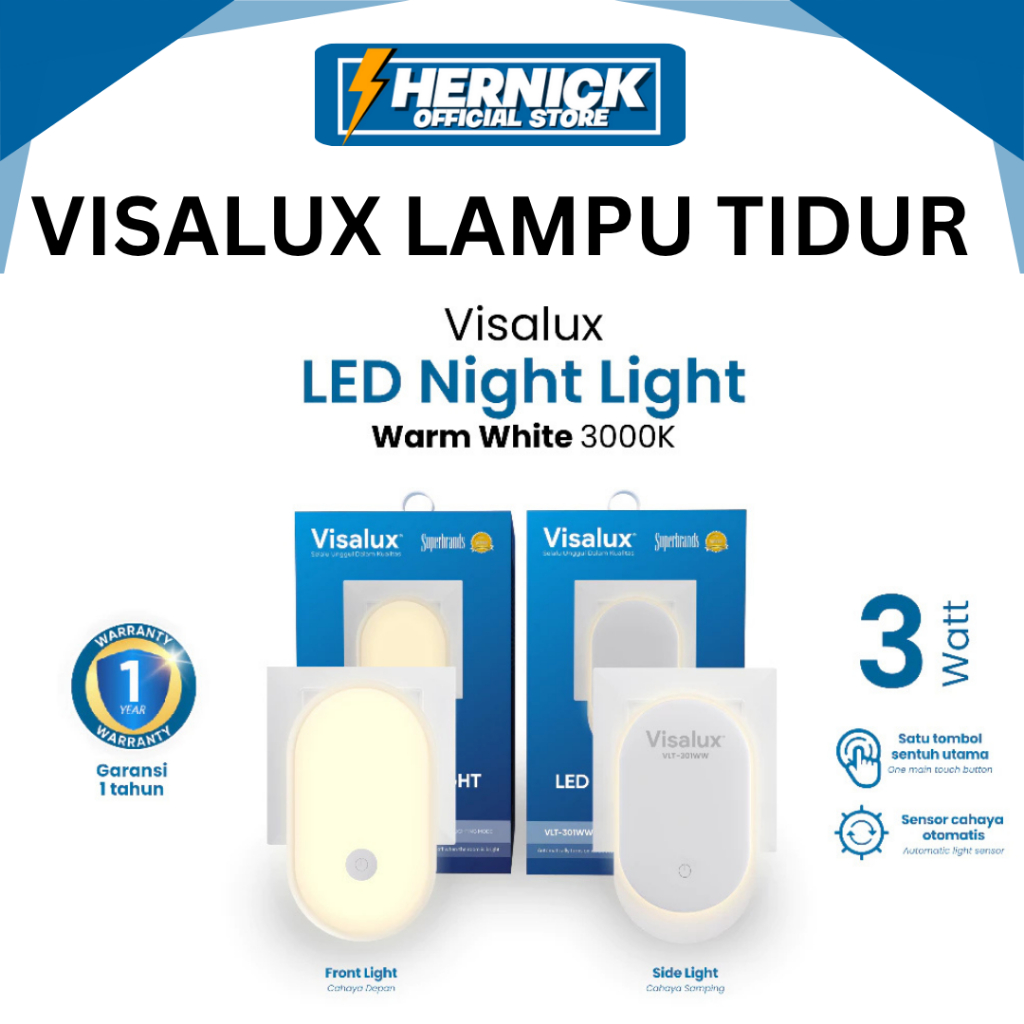 Lampu Tidur Led Sensor Cahaya Visalux Lampu Led Emergency Tidur Sensor Siang Malam Vlt201Ww 1200 Mah