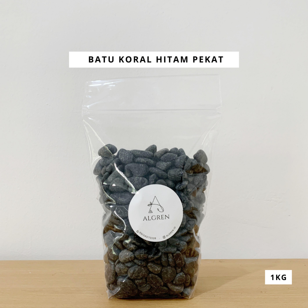 Batu Koral Hitam Pekat 1 kg | Batu Hias Tanaman | Batu Alam Taman | Dekorasi Tanaman