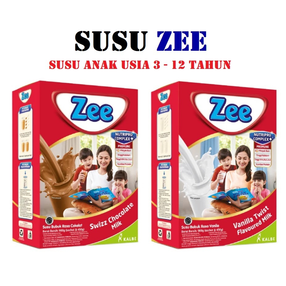 

Susu ZEE Cokelat/Vanila/Strawberry - Box - 340gr / 600gr / 875gr - Susu Pertumbuhan Anak 3-12 Tahun