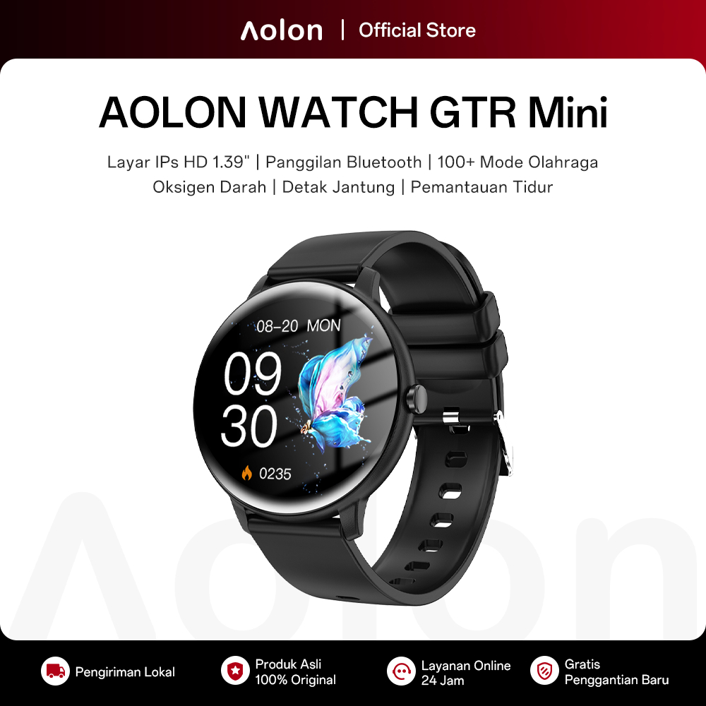 Aolon Huafit GTR Mini Smart Watch | Bluetooth Call | DIY Wallpaper | 115 Sports Modes | Jam Running 