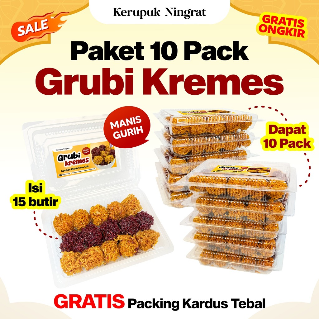

PAKET 10 MIKA GRUBI KREMES ISI 15 BUTIR RASA GURIH MANIS LEGIT OLEH OLEH KHAS SOLO RENYAH CEMILAN HALAL