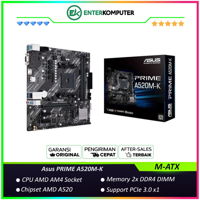 Asus PRIME A520M-K (AM4, A520, DDR4, USB 3.2, SATA3)