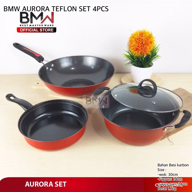 BMW AURORA TEFLON SET 4PCS || TEFLON SET ANTI LENGKET || 1 SET TEFLON PANCI SET AURORA WAJAN PENGGOR