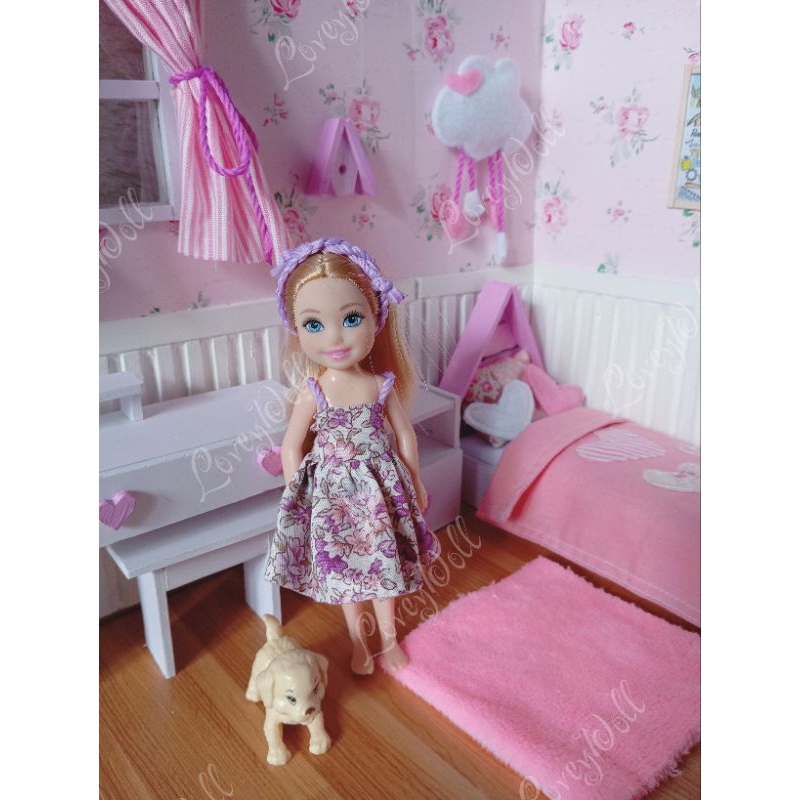 LoveyDoll Furniture Barbie /Rumah Barbie / Diorama Chelsea Bedroom / Mainan Kamar Boneka Barbie Chel