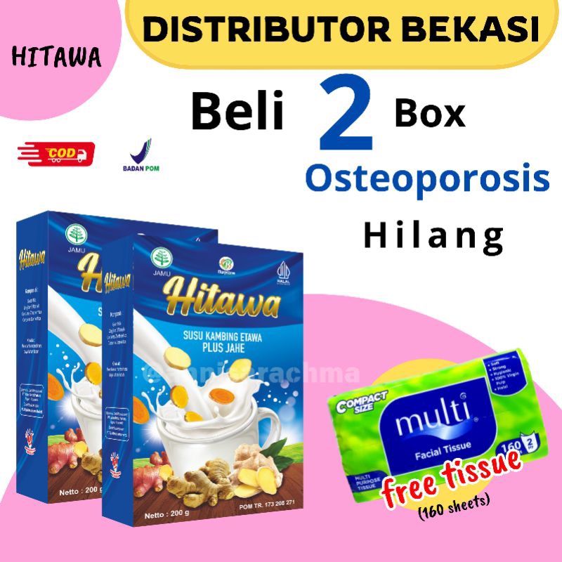 

[PAKET 2 BOX FREE TISSU] [ BISA COD] SUSU HITAWA BANTU atasi OSTEOPOROSIS pada tulang, Bariklana