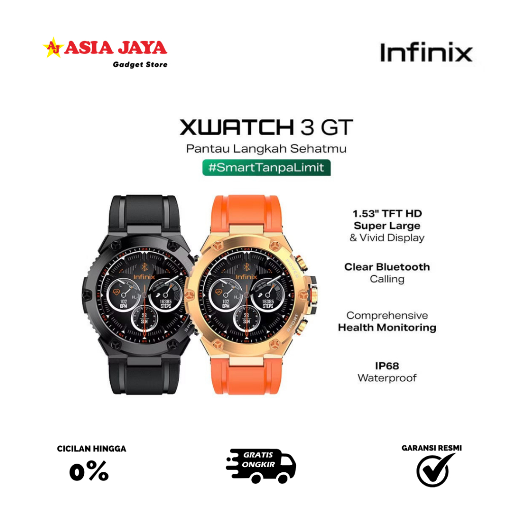Infinix Smart Watch XW3GT - 1.53 Inch TFT Display - Waterproof IP68 - Battery 500 mAh - Garansi Resm