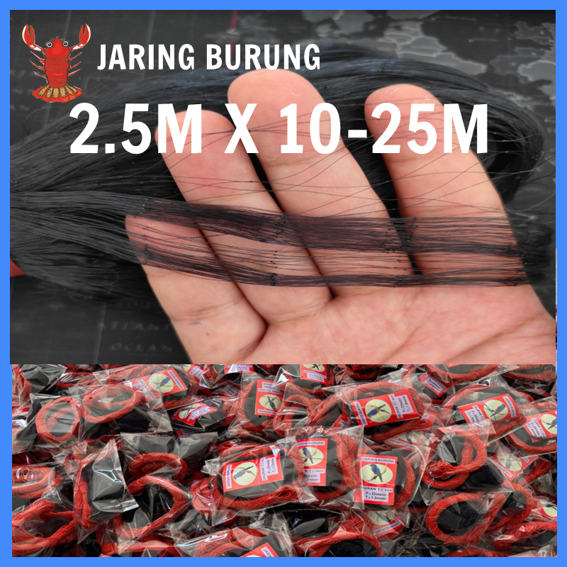 jaring burung siap pakai hitam 3M X 10-25M