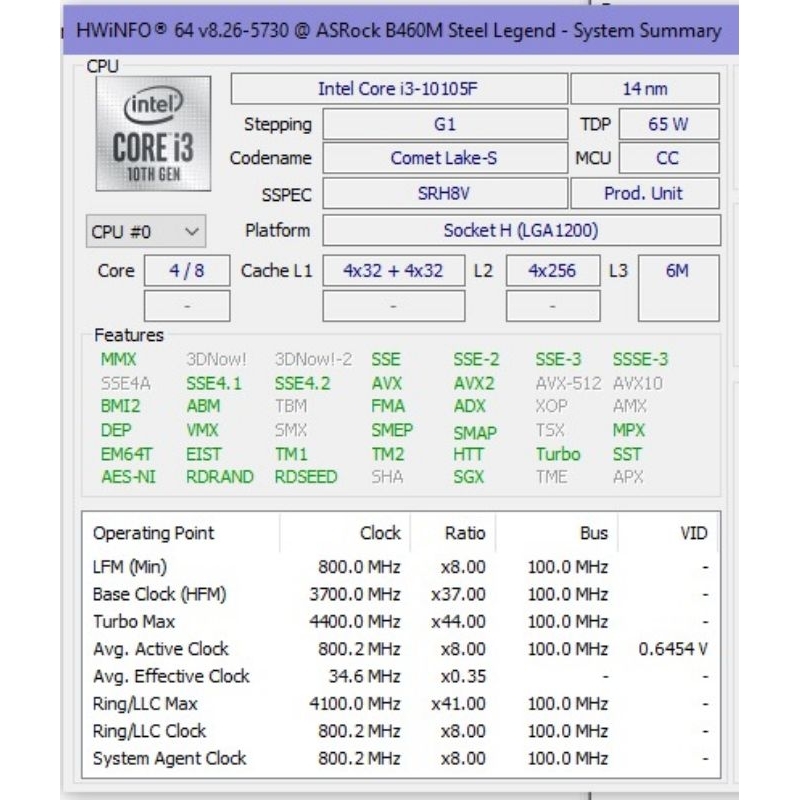 Intel CPU I3-10105F