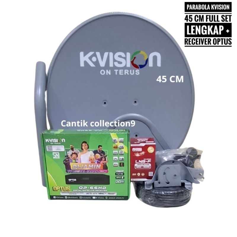 Parabola Kvision 45 Cm Full Set Lengkap + Receiver Optus 66Hd Gratis Mnc Group