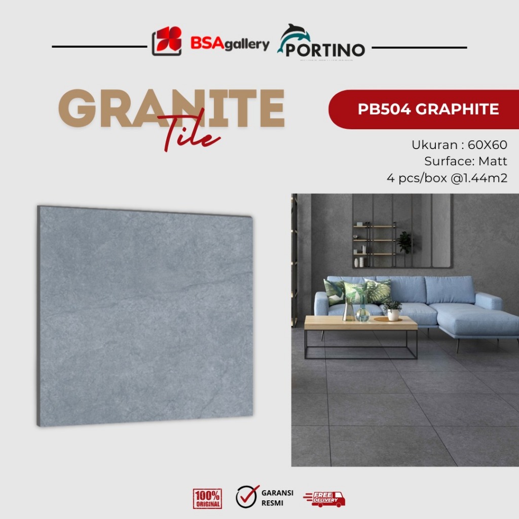 GRANITE PORTINO 60X60 B5 PB504 GRAPHITE /GRANIT MATT MOTIF SEMEN DOFF