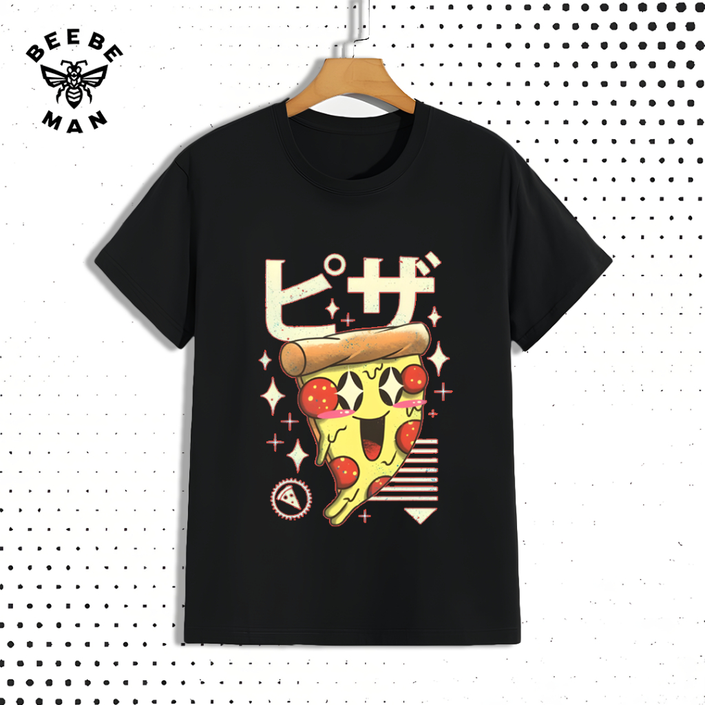 Kaos Pria Basic Remaja dan Dewasa Motif Pizza Jepang Katun 24s Distro