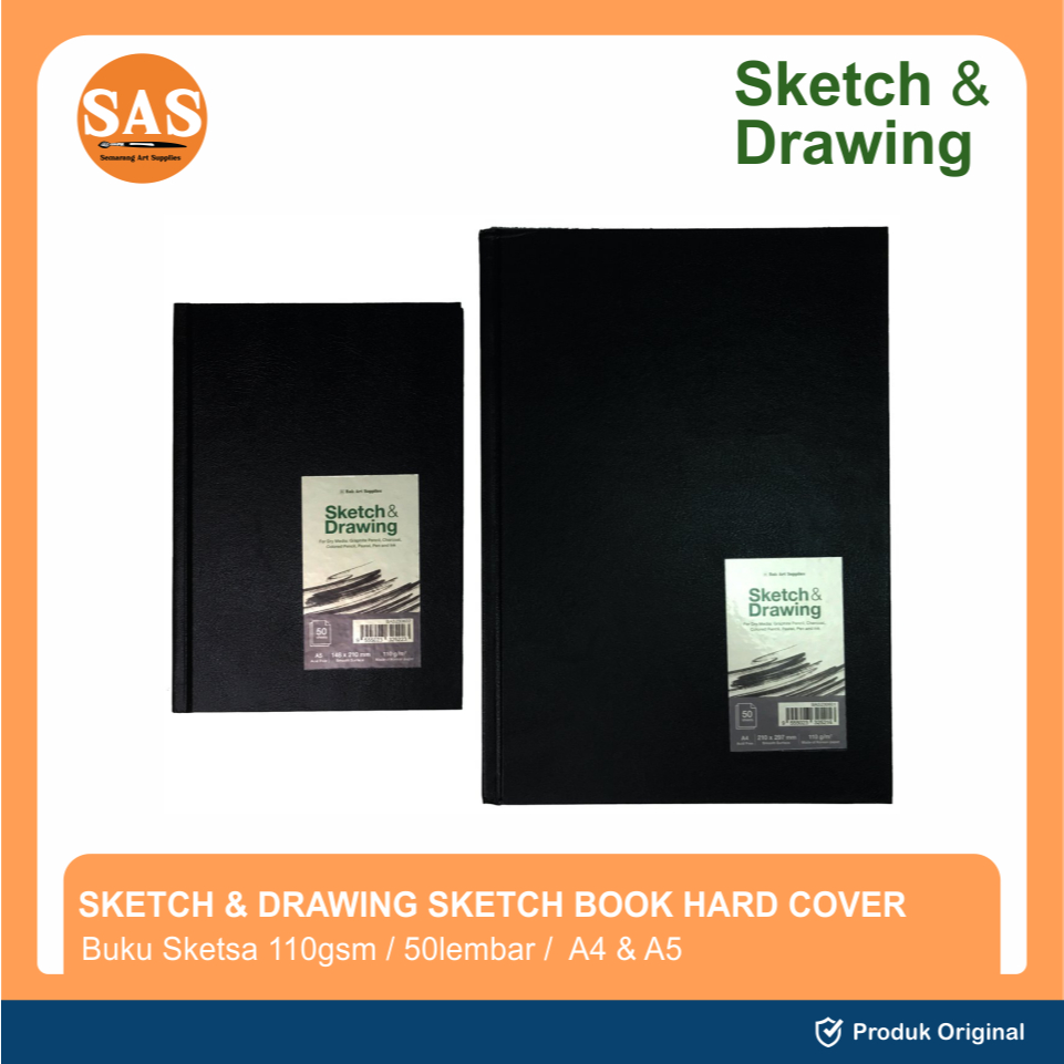 

Bali Art Supplies - Sketch & Drawing - Sketch Book - Hard Cover 50 Lembar - A4/A5 110gsm - Buku Sketsa - SAS