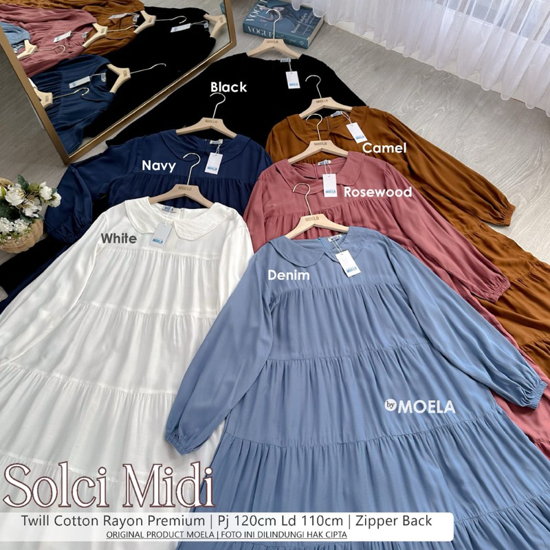 NEW SOLCI MIDI DRESS RAYON POLOS TWILL PREMIUM by MOELA