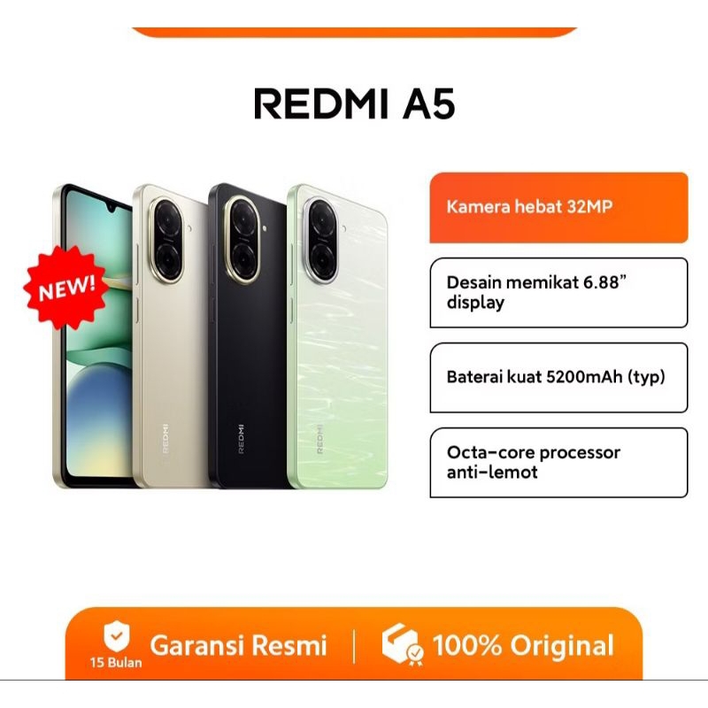 Ready HP Redmi A5 RAM 4/128 ORI TERMURAH GARANSI RESMI