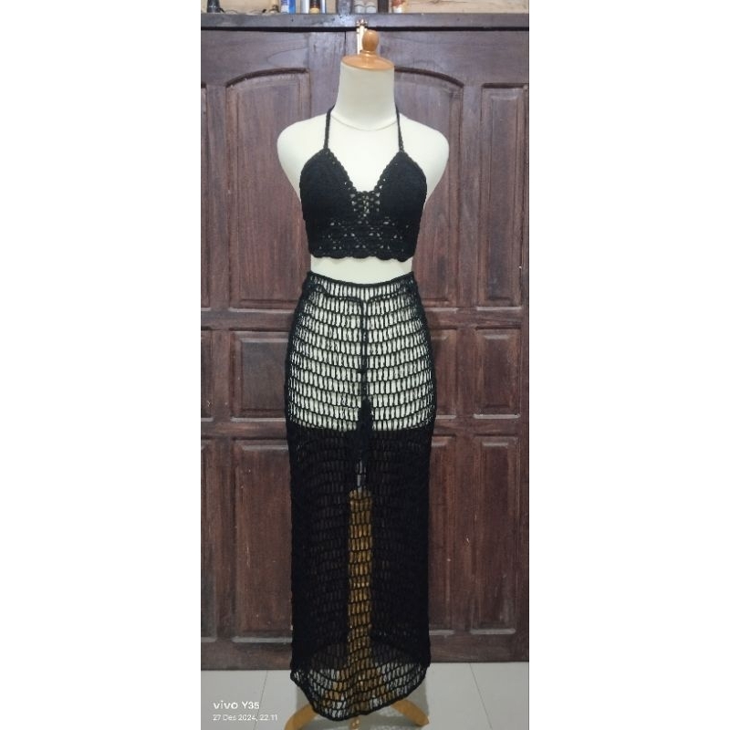 Set rok rajut pantai / Rajut bali