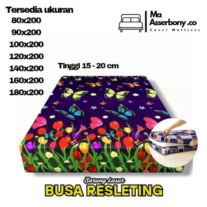 Sarung Kasur Spray Resleting Urung Kasur Busa 180x200 tinggi 15 - 20 cm