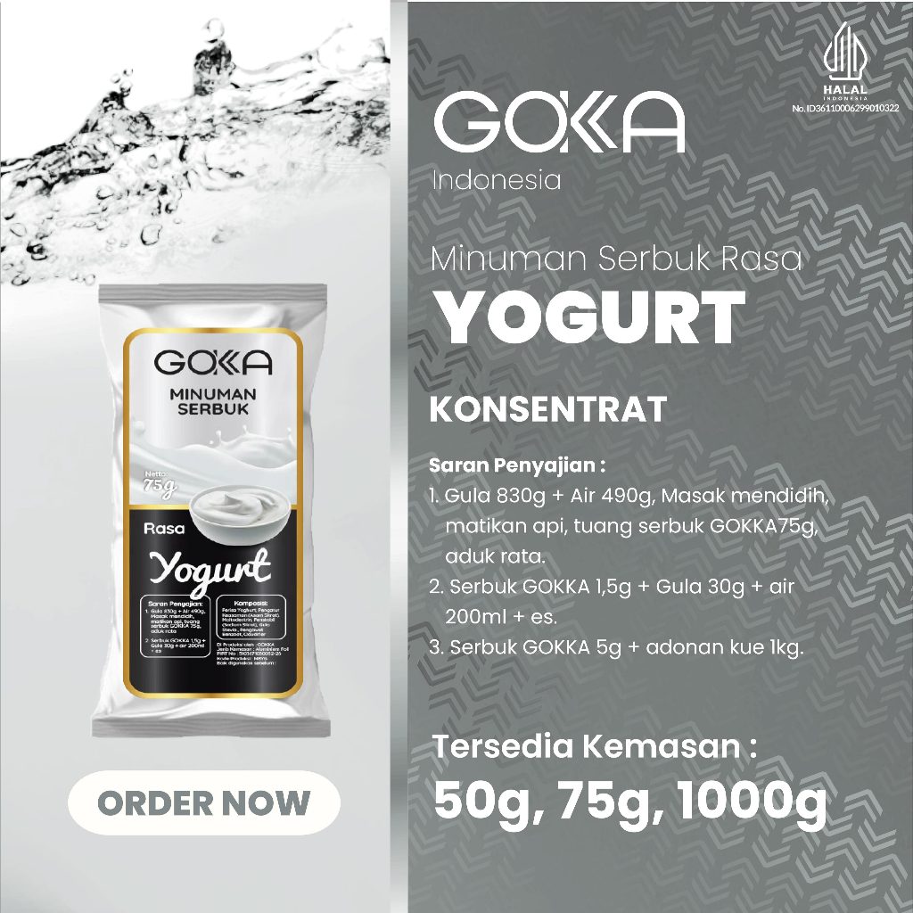 

Gokka Powder Drink / Bubuk Minuman Gokka Rasa Yogurt Kemasan 50gr