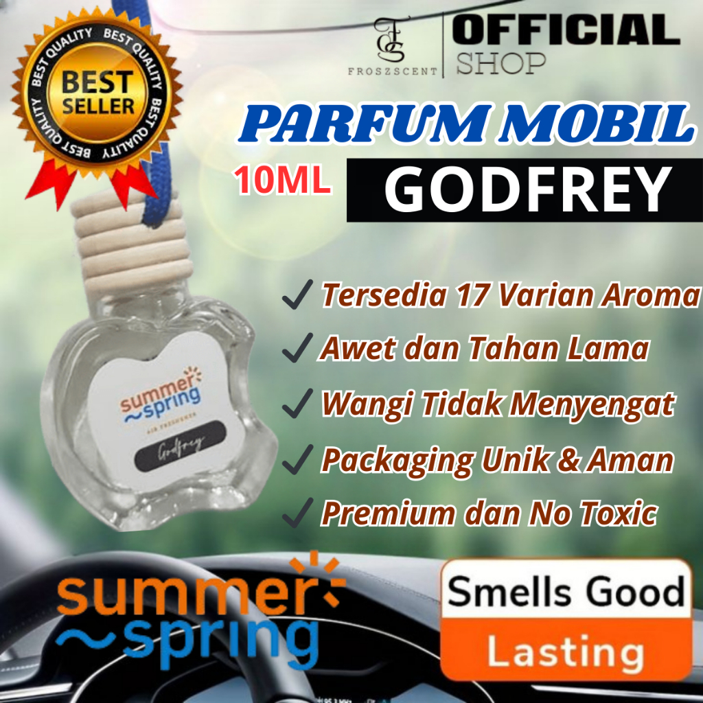 Parfum Mobil Mewah Premium Godfrey [BACCARAT] Botol Apel Gantung Aromatherapy Summer Spring 10ML